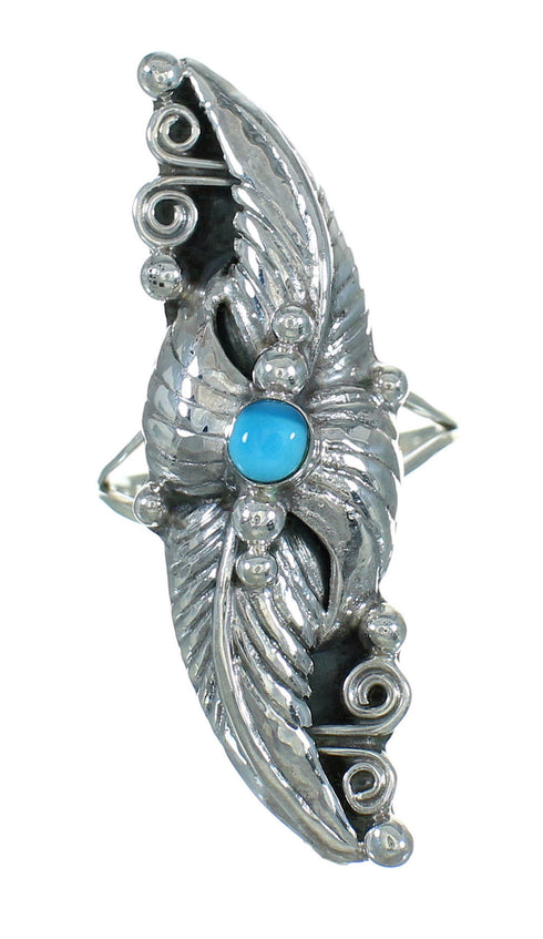 Turquoise Southwest Silver Ring Size 7-1/2 QX85327